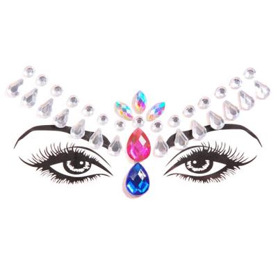 China Crystal 3D Temporary Shiny Face Sticker Rhinestone Tattoo Sticker Carnival Party Face Decoration for sale