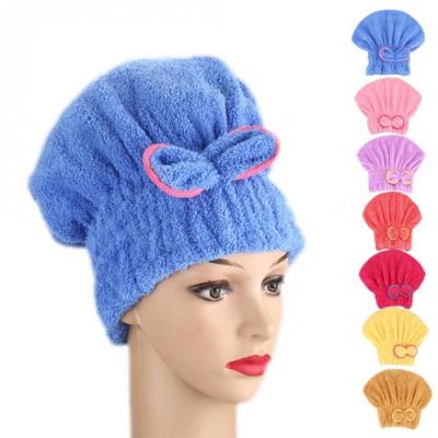 China Sustainable Fashion Microfiber Fashion Hair Drying Bath Spa Bowknot Wrap Quick Towel Hat For Bath Bathroom Accessories for sale