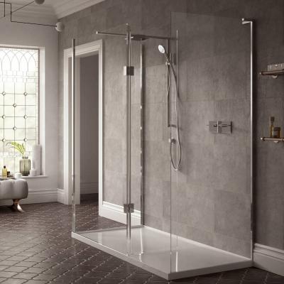 China Custom Frameless 2 Sided Glass Shower Enclosure Corner Modern Bathroom Shower Cubicle Unit Doors With Hinge for sale