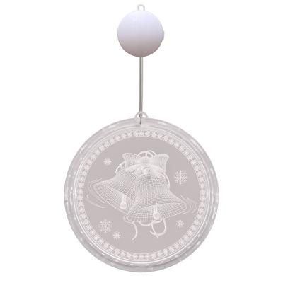 China Christmas Decor Christmas 3D String Hanging LED Light Bell Snowflake Elk Ornament Light Battery for sale