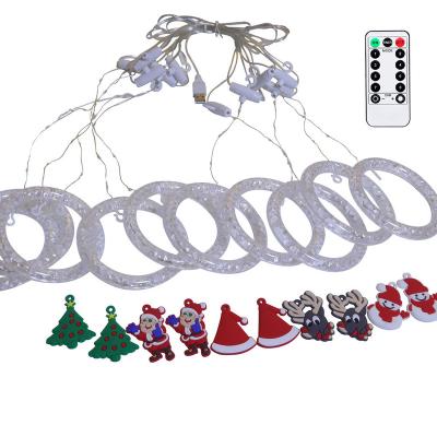 China Christmas Decor Christmas 3D String Hanging LED Light Bell Snowflake Elk Ornament Light Battery for sale