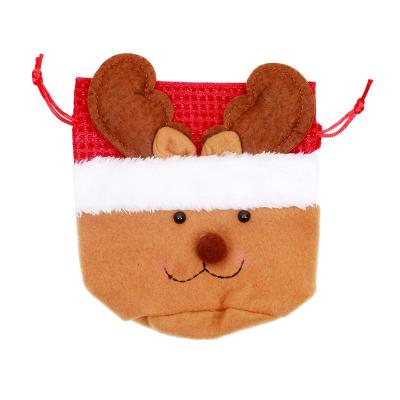 China Apple Christmas Decor Christmas Decor Drawstring Canvas Package Pouch Gift Bag Solid Bag Kids Candy Old Man Bag for sale