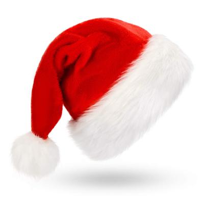 China Most Popular Big Ball Christmas Party Hats Christmas Decor Winter Adult Kids Plush Red PVC Christmas Decor OEM Welcomed As Pictures for sale