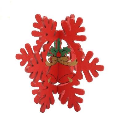 China Creative New Wooden Christmas Decor Snowflake Christmas Tree Accessories Pendant DIY Decorations for sale