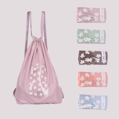 China Folding polyester backpack ultra light drawstring bag for for women wholesale. for sale