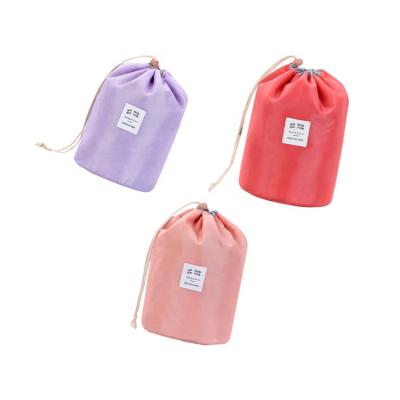 China Washable Custom Cosmetic Bag Makeup Travel Organizer Storage Bag With Round Bottom Drawstring for sale