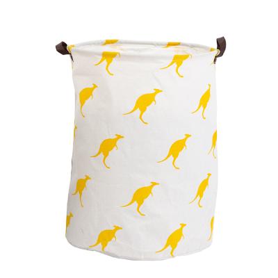 China Super Lager Canvas Folding Collapsible Dirty Clothes Bucket Storage Basket With Animal Prints Wholesale for sale