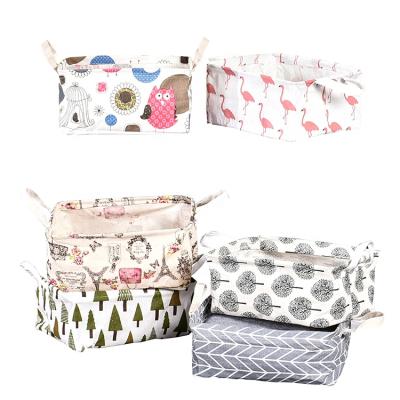 China Collapsible Folding Cotton Canvas Storage Basket Canvas Cloth Storage Basket With Handles Wholesale. for sale