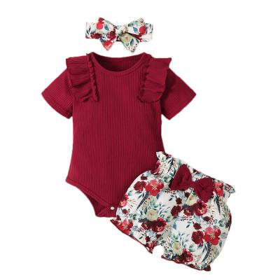 China 5%Spandex /95% Cotton Latest Item Baby Onesie Knitted Romper Baby Jumpsuit Red Organic Cotton Hot for sale