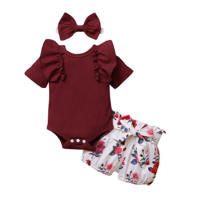 China Hot-Product 5%Spandex /95% Cotton Sleeveless Baby Onesie Customize Cotton Ruffle Baby Jumpsuit for sale