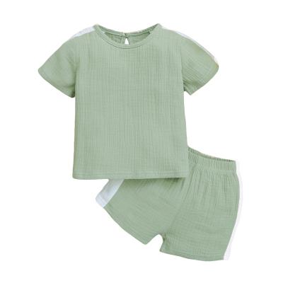 China 2022 Plain Smart Casual Slim Fit T-shirt And Shorts Set Kids Clothing Sets for sale