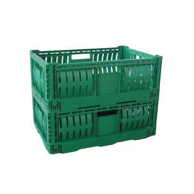 China Collapsible Feature 600x400x220 Mm Foldabe Supermarket Plastic Storage Fruit Collapsible Vegetable Crate for sale