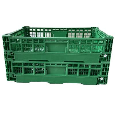 China Collapsible Feature 600x400x140 Mm Foldabe Supermarket Plastic Storage Fruit Collapsible Vegetable Crate for sale