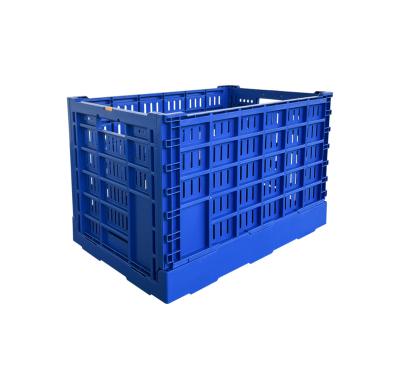 China Durable Foldabe Mesh Type 600x400x400 mm Plastic Turnover Cartons Folding Box Crate For Fruit And Vegetable Storage for sale