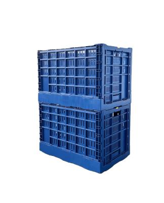 China Foldabe Foldable Stackable Mesh Type 600x400x400 Mm Plastic Swap Box Storage Box For Fruit And Vegetable Transport for sale