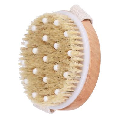 China All Natural Natural Bristle Bath Scrub Exfoliator Exfoliating Sisal Body Brush Bamboo Wooden Hair Dry Brush for sale