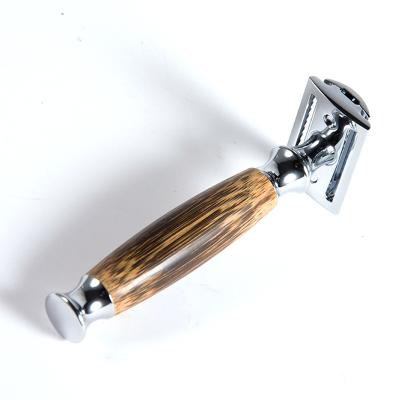 China High Quality Eco-Friendly Twin Blade Bamboo Wood Safety Blade Handle Two Blade Disposable Razor For Men for sale