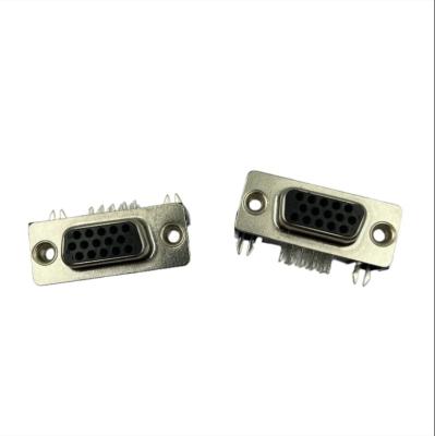 China Right Angle High DB Connector D-SUB VGA 15Pin Female Socket Receptacle Connector for sale