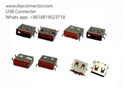 중국 고온 LCP 오렌지 하우징 USB 2.0 소켓 전압 500V AC를 견딜 수 있습니다 판매용