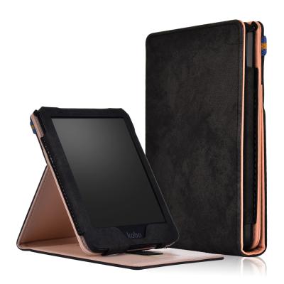 China Three ways to support business leather case for kobo Clara HD N249 auto sleep for kobo Clara HD model cover device for sale