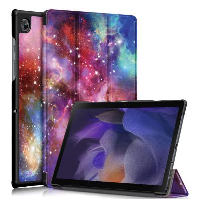 China Ultra Thin PU Pattern Tablet Case For Samsung Galaxy Tab A8 10.5 2022 SM-X200 SM-X205 Triple Flip Bracket Flip Tablet Cover for sale