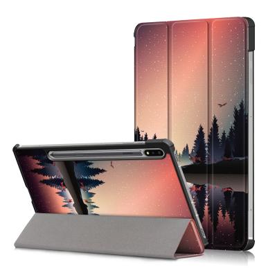 China Lightweight PU Leather Trifold Painted Pattern Tablet Case For Samsung Galaxy Tab S7 Fe 12.4 SM-T730 SM-T735 SM-T736 SM-T738 Case for sale