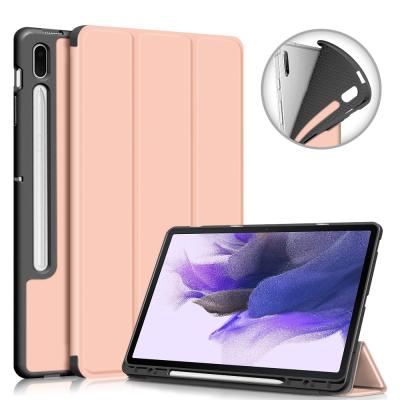 China Two Ways Support PU Leather +TPU Leather Triple Stand Leather Case For Samsung Galaxy Tab S7 Plus 12.4 Inch SM-T970 SM-T975 Tablet Case for sale