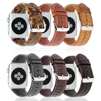 China Genuine Leather Double Sided Leather Watch Band For Apple Watch 3/4/6/7/SE Leather Straps Men 38/40/41mm 42/44/45mm for sale