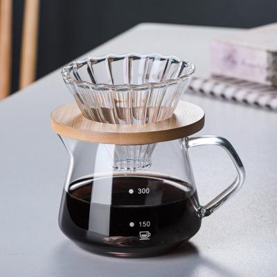 China Wholesale Sustainable Portable Heat Resistant Handmade High Borosilicate Coffee Maker Glass Pot Coffee Server With Filter for sale