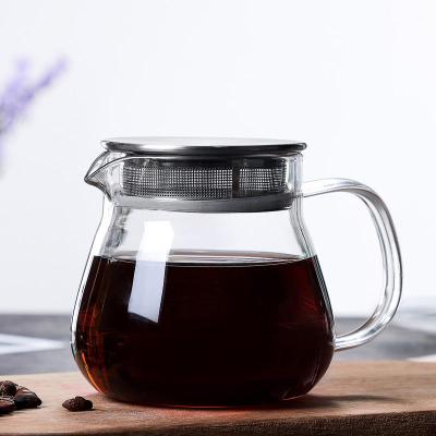 China 450ml 600ml Durable Borosilicate Glass Chain High Heat Resistant Clear Coffee Server Pour Over Pots Kettle for sale