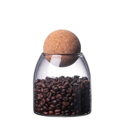 China Home Kitchen Mouth Nuts Storage Bottle Cork Lid Glass Borosilicate Glass Jar Jar Food Grade Glass Wide Viable Storage Jar for sale