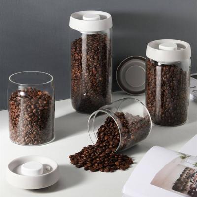 China Wholesale Vacuumized High Viable Jar Borosilicate Glass Storage Jar Sealed Transparent Glass Coffee Bean Storage Tank for sale