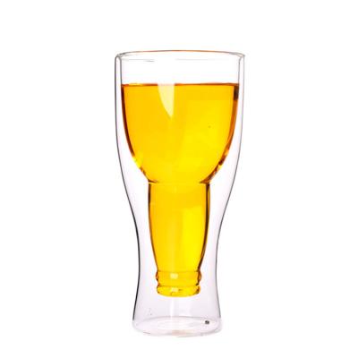 China Wholesale 350ml 400ml Sustainable High Borosilicate Double Wall Espresso Glass Beer Mug Double Layer Glass Mug for sale