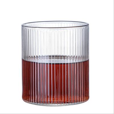 China Custom Viable Borosilicate Cup Vertical Stripes Water Cup Breakfast Cup Whiskey Drinking Glasses Heat Resistant Glass Mug for sale