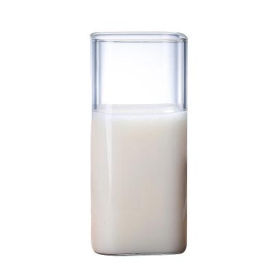 China 250ml 400ml 500ml High Borosilicate Square Milk Juice Glass Household Transparent Large Capacity Sustainable Breakfast Water Cup for sale