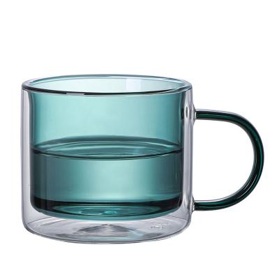 China 260ml Sustainable Colored Mug Borosilicate Glass Single Layer Coffee Mugs Cup Espresso Coffee Cup With Lids And Handle for sale