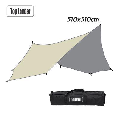 China Lander 510X510cm Oversized Extra Large Sun Shade Top Fly Ripstop Flysheet Waterproof Camping Sun Shade for sale