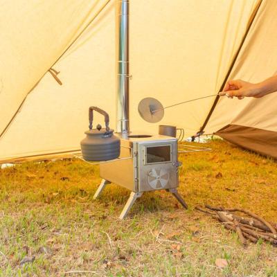 China Wood Stove With Pipe Steel Portable Outdoor Home Camping Wood Stove With Hose For Cooking And Heat for sale