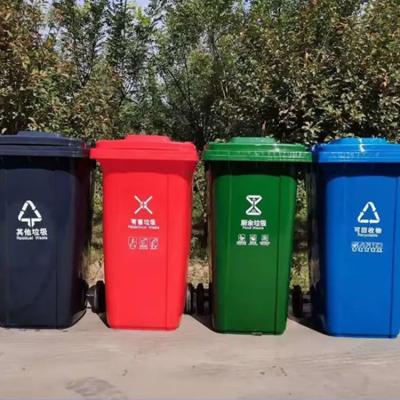 China Flip Top Waste Bin Dustbin Cover Office Plastic Lid Public Places Client Viable Plastic Rolling Outdoor Logo for sale