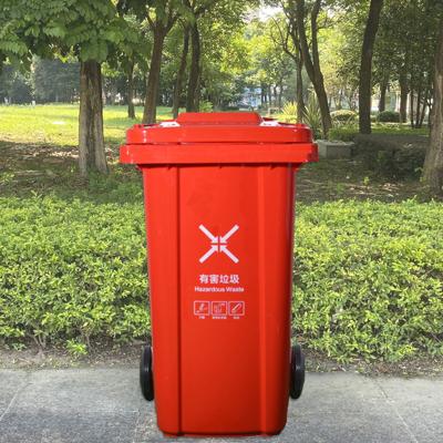 China Sustainable Large Outdoor Plastic 120l Trash Can With Outside Cover Hygiene Square Trash Bin Belt Wheel Matching Trash Can for sale