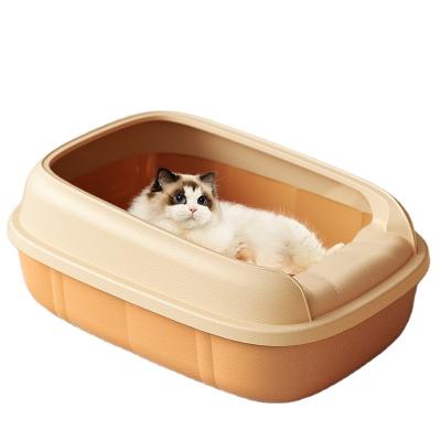 China Hot Sale High Quality Portable Polypropylene Factory Pet Products Cat Litter Box Large Partially Enclosed Space for sale