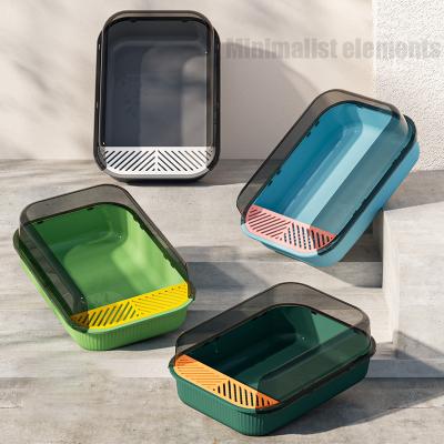 China Custom Wholesale Environmental Friendly Plastics Polypropylene Pet Products Easy Clean Filtration Cat Litter Box for sale