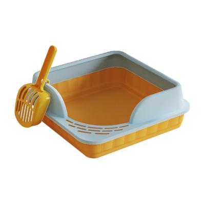 China Detachable Cat Litter Box With Cat PP Household Pet Use Products Large Space Partially Enclosed Place Deodorization Material High Quality Detachable Garbage Shovel for sale