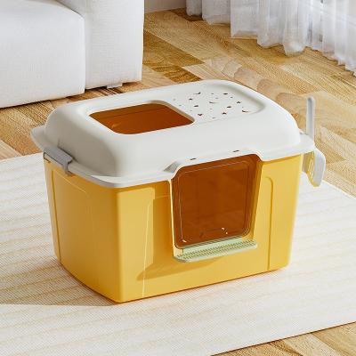 China Factory Direct Sale Polypropylene Thickened PP Materia Anti Drop Lock Ultra-large Capacity Big Bread Encased Cat Litter Box for sale