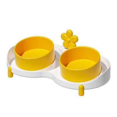 China Sustainable Manufacture Supply Factory Supply Anti Overflow Pet Ceramic Double Bowl Cat Food Feeder With Stand for sale