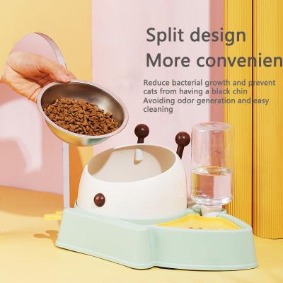 China Multi Functional Cat Bowl Pet Water Feeder Dispenser Automatic Cat Food Container Drinking Raised Automatic Stand Dish Slow Food for sale