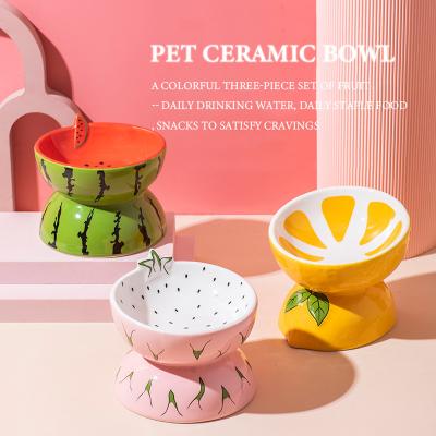 China Sustainable 2023 New Arrival Wholesale Brand New Colorful Styles Fruit Cubs Pet Ceramic Bowl for sale