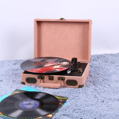 China HOME THEATER turntable turntable, 3 speed record player case with built in line aux input. RCA speakers for sale