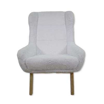 China Modern Luxury MINK Lambswool Chairs Design Wooden Legs Dinner Chair For Restaurant Dinner Room for sale