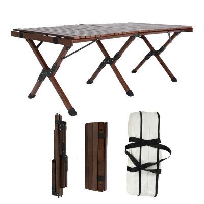 China MINK Modern Wooden Folding Table Camping Beach Fishing Adults Roll Wood Portable Camping Table for sale